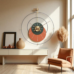 Modern Dual-Tone Designer Wall Clock – 24×28 Inch – Minimalist Circle Art with Luxury Gold Centerpiece