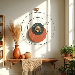 Modern Dual-Tone Designer Wall Clock – 24×28 Inch – Minimalist Circle Art with Luxury Gold Centerpiece