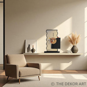 Abstract Modern Table Clock – 12×8 Inch – Designer Accent with Sculptural Aesthetic
