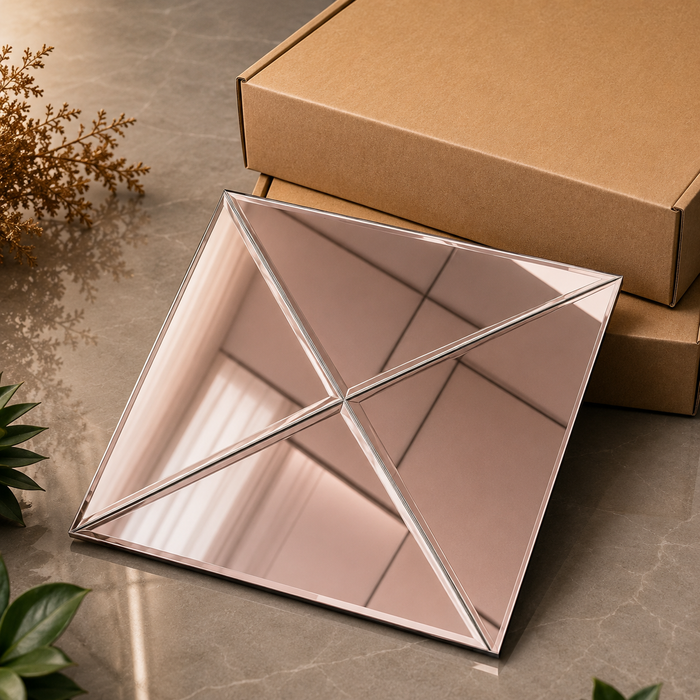 Rose Gold Self-Adhesive Glass Mosaic Mirror Wall Tile – 12×12 Inch