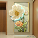 Crystal Floral Wall Painting — LED Glow Finish; 24×48 inches
