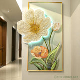 Crystal Floral Wall Painting — LED Glow Finish; 24×48 inches