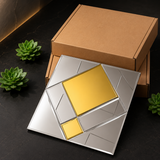 Gold Geometric Bevel Self-Adhesive Glass Mosaic Wall Tile – 12×12 Inch