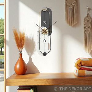 Vertical Minimalist Wall Clock – 34×11 Inch – Scandinavian Style in Monochrome Gold Finish