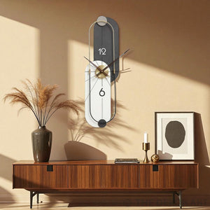Vertical Minimalist Wall Clock – 34×11 Inch – Scandinavian Style in Monochrome Gold Finish