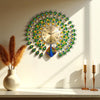 Royal Peacock Feather Wall Clock – Metal Gold Dial, 70×70 cm – Luxury Statement Decor for Living Spaces