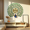 Majestic Green & Blue Peacock Wall Clock – Premium Metal Art, 70×68 cm – A Regal Touch for Modern Homes