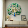 Elegant Peacock Metal Wall Clock – Radiant Gold Dial, 70×65 cm – Opulent Decor for Hall & Lounge
