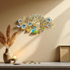 Ornamental Peacock Metal Wall Clock – Horizontal Floral Design, 100×55 cm – Premium Wall Accent for Dining Areas