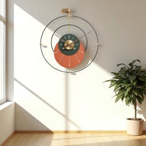 Modern Dual-Tone Designer Wall Clock – 24×28 Inch – Minimalist Circle Art with Luxury Gold Centerpiece