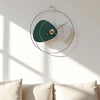 Statement Modern Abstract Wall Clock – 32×36 Inch – Sculptural Green & Grey Accent Timepiece