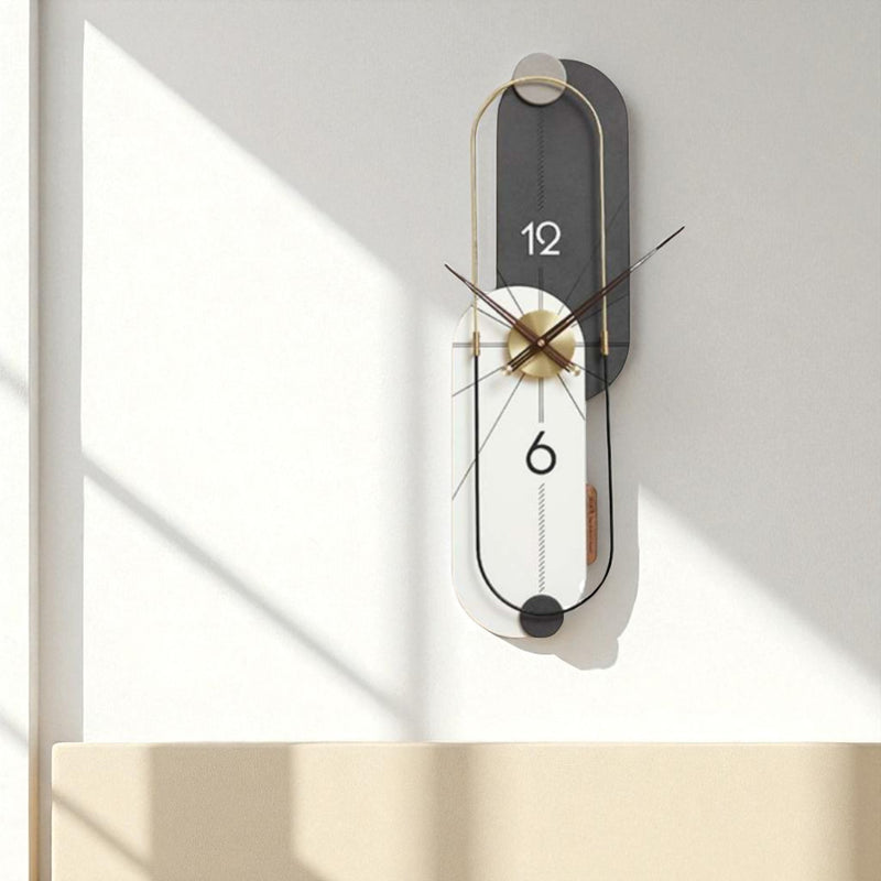 Vertical Minimalist Wall Clock – 34×11 Inch – Scandinavian Style in Monochrome Gold Finish