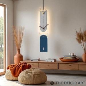 Elegant Deer Horn Blue Wall Clock – 30×7 Inch – Nordic Accent Timepiece for Premium Interiors