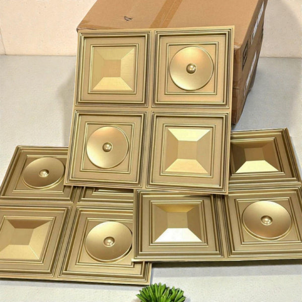 3D Dome Carved PVC Wall Panel | Champagne Gold | 20×20 inches