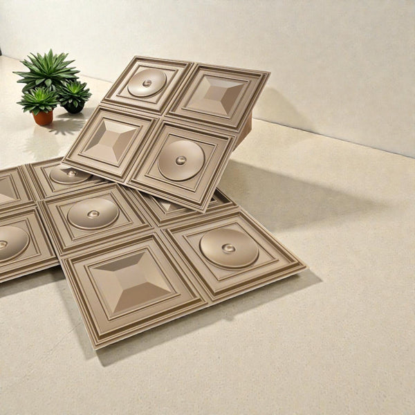 3D Dome Carved PVC Wall Panel | Bronze | 20×20 inches