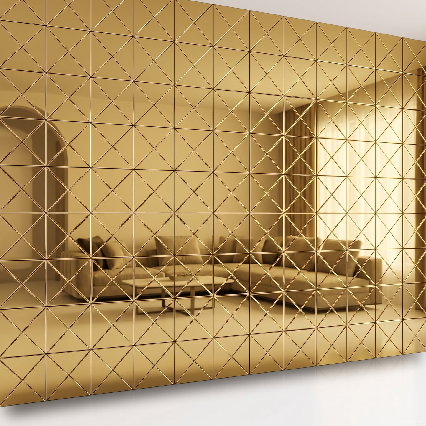 Gold mirror glass mosaic wall tiles at The Dekor Art - studio white | The Dekor Art