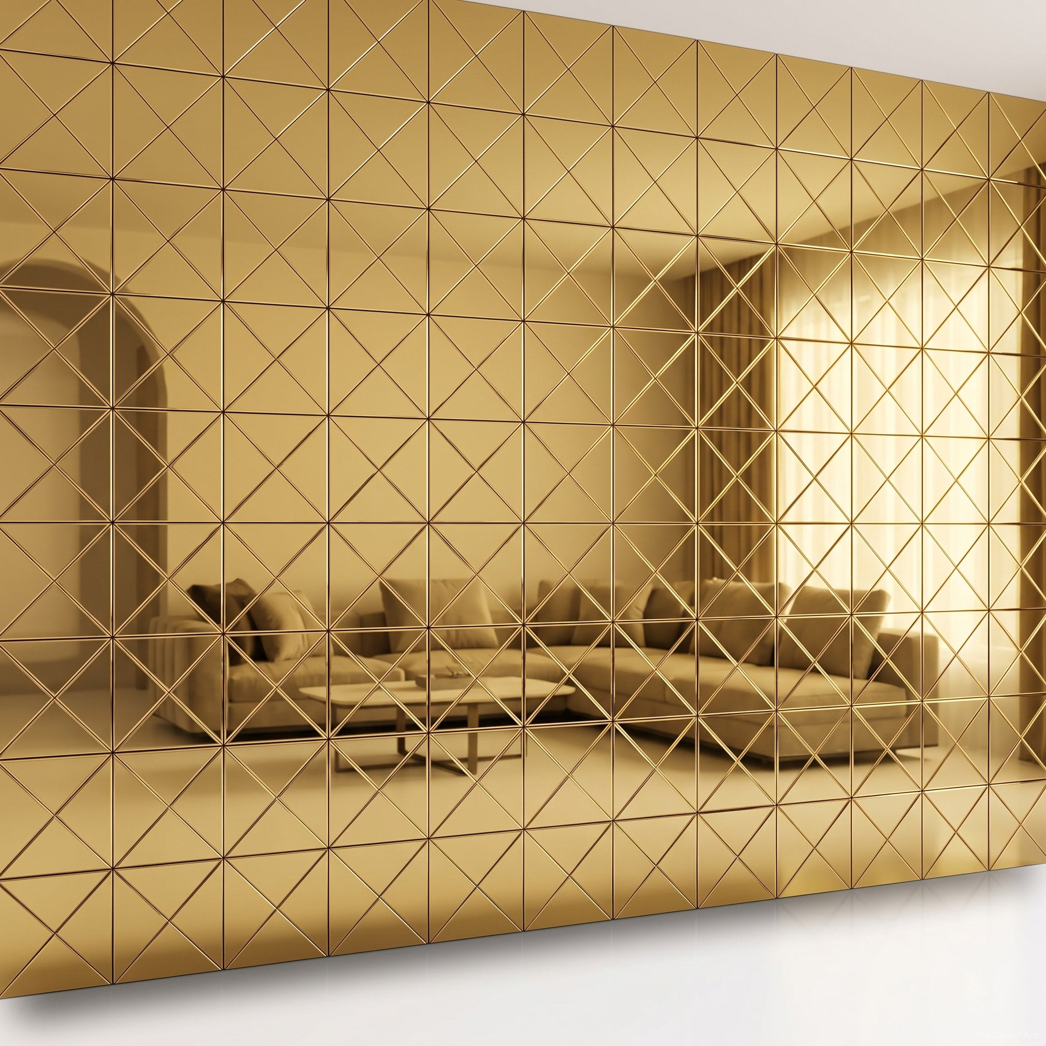 Gold mirror glass mosaic wall tiles at The Dekor Art - studio white | The Dekor Art