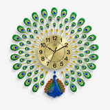 Peacock feather metal wall clock in gold and blue, The Dekor Art - studio white | The Dekor Art 