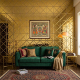 Gold Cross-Cut Bevel Glass Mosaic Mirror Tiles by The Dekor Art - indian living room | The Dekor Art