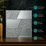 Silver Geometric Bevel Glass Mosaic Wall Tile - infographic | The Dekor Art