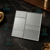 Silver Geometric Bevel Glass Mosaic Wall Tile - infographic | The Dekor Art