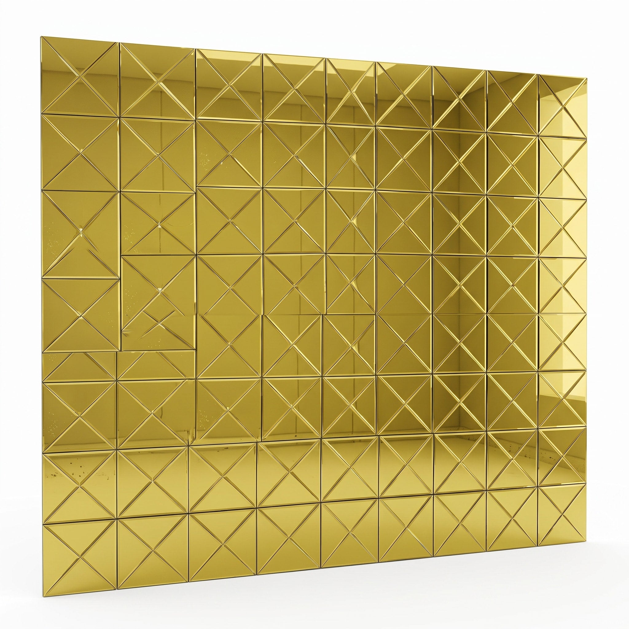 Gold Cross-Cut Bevel Glass Mosaic Mirror Tiles by The Dekor Art - studio white | The Dekor Art