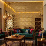 Gold mirror glass mosaic wall tiles at The Dekor Art - luxury living room | The Dekor Art